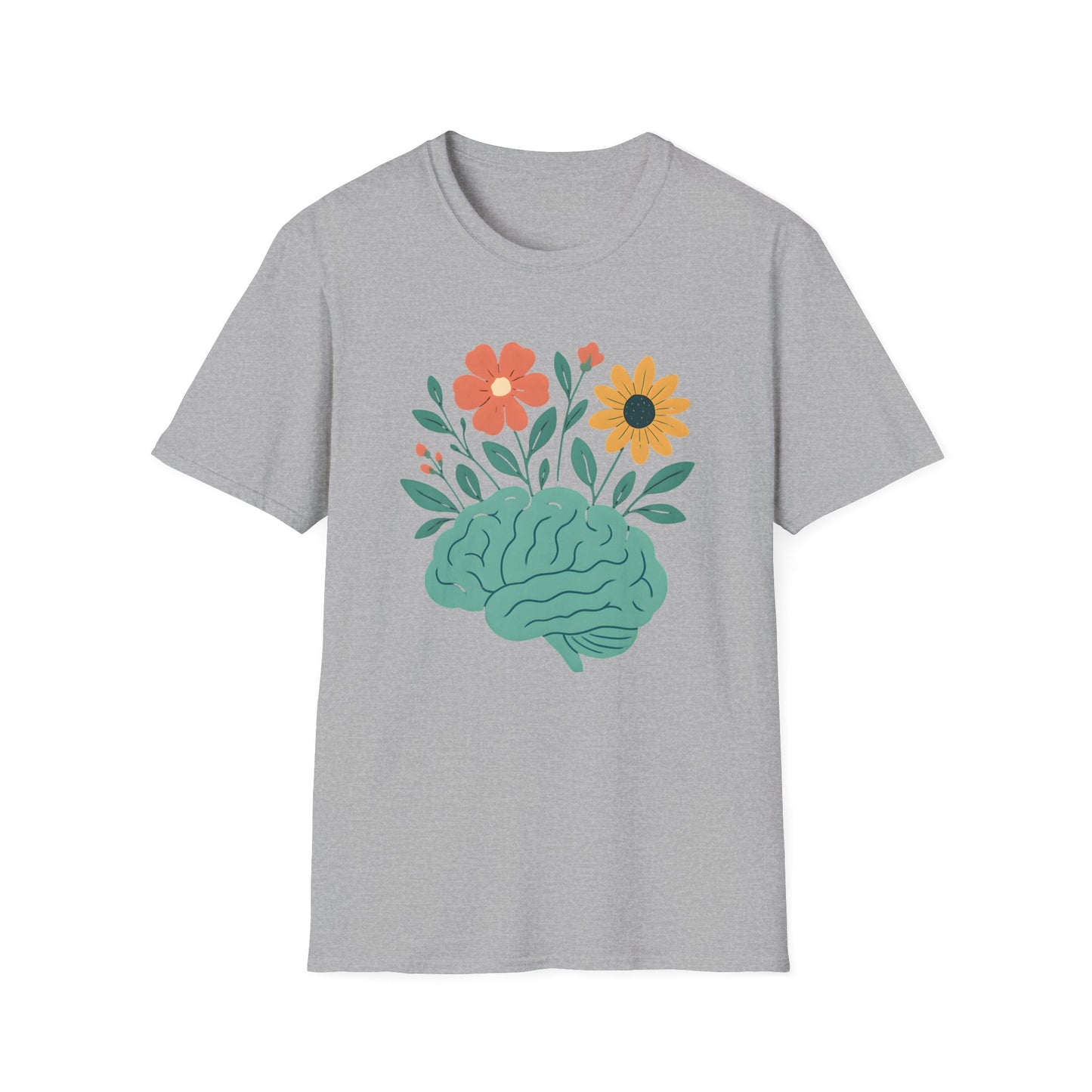 Brain with Flowers Graphic T-Shirt