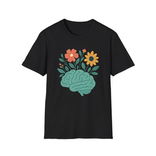 Brain with Flowers Graphic T-Shirt